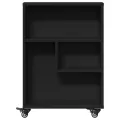 Chariot de rangement étroit noir 48x13x68 cm bois d'ingénierie