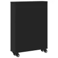Chariot de rangement étroit noir 48x13x68 cm bois d'ingénierie
