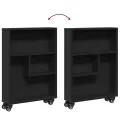 Chariot de rangement étroit noir 48x13x68 cm bois d'ingénierie