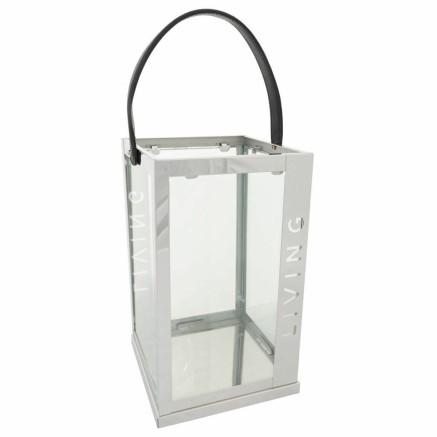 Farol Alexandra House Living Plata Vidrio Acero Inoxidable 18 x 30 x 1