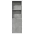 Armoire de salle de bain étroite avec roulettes gris béton