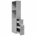 Armoire de salle de bain étroite avec roulettes gris béton
