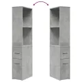 Armoire de salle de bain étroite avec roulettes gris béton