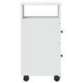 Meuble étroit de salle de bain à roulettes blanc