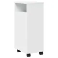 Meuble étroit de salle de bain à roulettes blanc