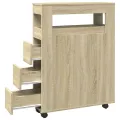 Meuble étroit de salle de bain à roulettes chêne sonoma