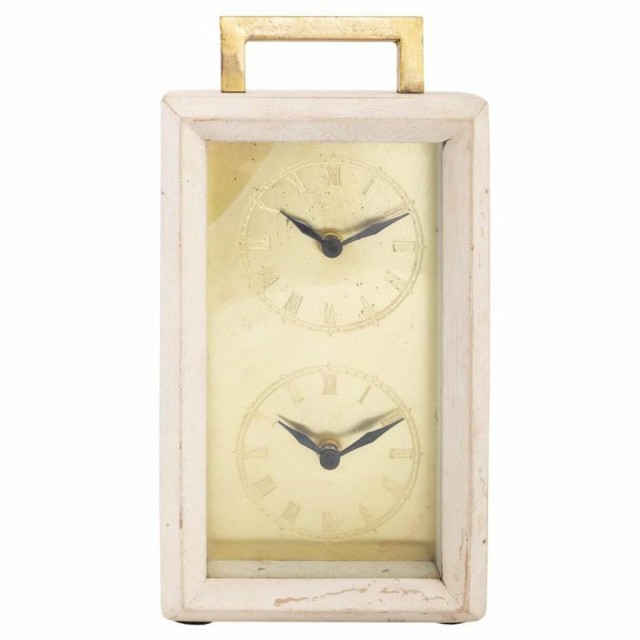 Horloge de table Alexandra House Living Laiton verre Fer Bois de mangu