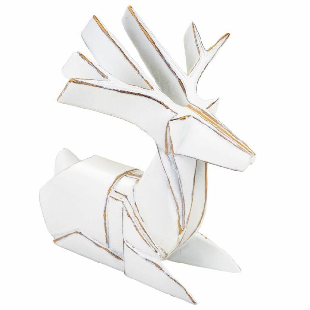 Decorative Figure Alexandra House Living White Deer 24 x 27 x 26 cm
