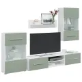 Meubles TV avec lumière LED 5 pcs vert olive bois d'ingénierie