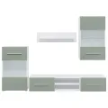 Meubles TV avec lumière LED 5 pcs vert olive bois d'ingénierie