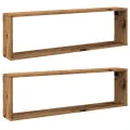 Étagères cube murales 2 pcs vieux bois 100x15x30 cm