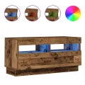 Meuble TV avec lumières LED vieux bois bois d'ingénierie