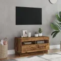 Meuble TV avec lumières LED vieux bois bois d'ingénierie