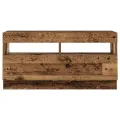 Meuble TV avec lumières LED vieux bois bois d'ingénierie