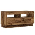 Meuble TV avec lumières LED vieux bois bois d'ingénierie