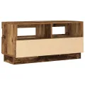 Meuble TV avec lumières LED vieux bois bois d'ingénierie