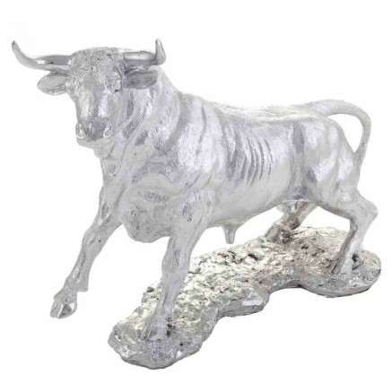 Decoratieve figuren Alexandra House Living Zilverkleurig Stier 17 x 32