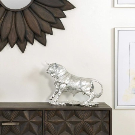 Decoratieve figuren Alexandra House Living Zilverkleurig Stier 17 x 32