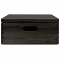 Boîte en bois avec couvercle et poignées noir bois pin massif
