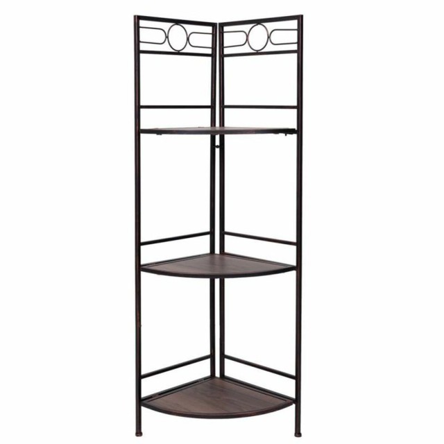 Corner Shelves Alexandra House Living Black Golden Metal MDF Wood 36 x