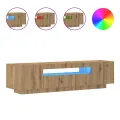 Meuble TV avec lumières LED chêne artisanal bois d'ingénierie