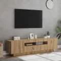 Meuble TV avec lumières LED chêne artisanal bois d'ingénierie