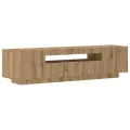 Meuble TV avec lumières LED chêne artisanal bois d'ingénierie