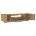 Meuble TV avec lumières LED chêne artisanal bois d'ingénierie