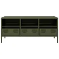 Meuble TV vert olive 101,5x39x43,5 cm acier laminé à froid