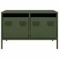 Meuble TV vert olive 68x50x43,5 cm acier laminé à froid