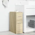 Armoire de salle de bain étroite avec roulettes chêne sonoma