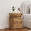 Table de chevet avec LED chêne artisanal bois d'ingénierie