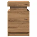 Table de chevet avec LED chêne artisanal bois d'ingénierie