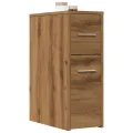 Armoire de salle de bain étroite avec roulettes chêne artisanal