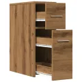 Armoire de salle de bain étroite avec roulettes chêne artisanal