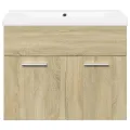 Armoire lavabo de salle de bain et bassin intégré chêne sonoma