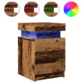 Table de chevet et LED vieux bois 35x39x55 cm bois d'ingénierie