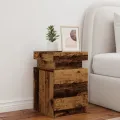 Table de chevet et LED vieux bois 35x39x55 cm bois d'ingénierie