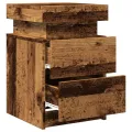 Table de chevet et LED vieux bois 35x39x55 cm bois d'ingénierie
