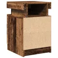 Table de chevet et LED vieux bois 35x39x55 cm bois d'ingénierie