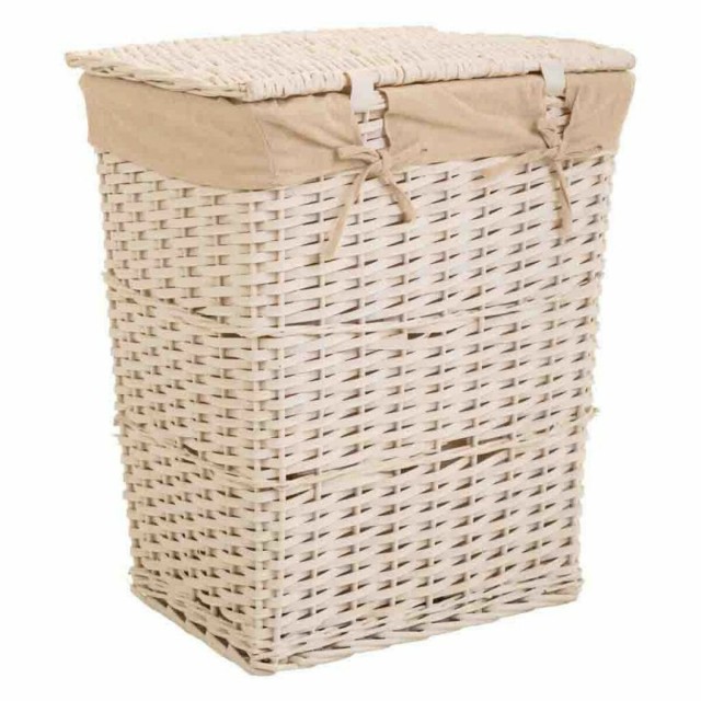 Laundry basket Alexandra House Living White wicker Willow wood 36 x 54