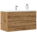 Armoire d'évier chêne artisanal 90x38,5x45 cm bois d'ingénierie