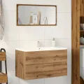 Armoire d'évier chêne artisanal 90x38,5x45 cm bois d'ingénierie
