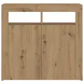Buffet avec lumières LED chêne artisanal bois d'ingénierie