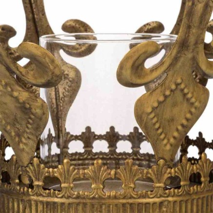 Candleholder Alexandra House Living Golden Glass Iron 26 x 33 x 26 cm 2