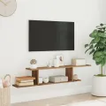Étagère TV murale chêne artisanal 125x18x23cm bois d'ingénierie