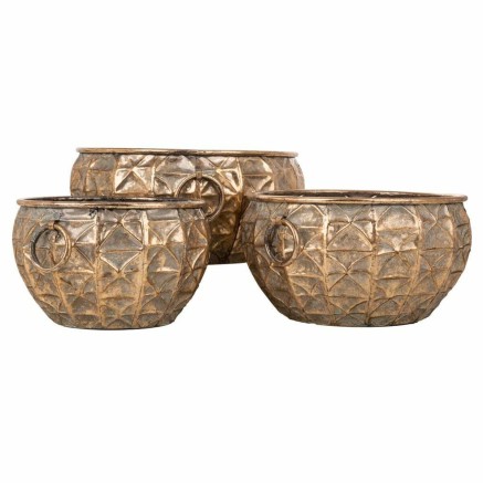 Plantenbakkenset Alexandra House Living Gouden Ijzer 37 x 18 x 38 cm 3