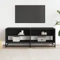 Meuble TV noir 120,5x40x46 cm bois d'ingénierie et métal