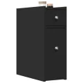 Armoire de salle de bain étroite avec roulettes noir