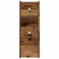 Armoire de salle de bain étroite avec roulettes vieux bois